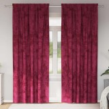 vidaXL Cortină din velur , 2 bucăți, cu inele, roșu vin, 225 x 140 cm