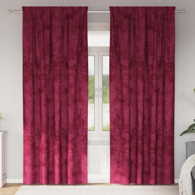 vidaXL Draperie cu perdele 2 pcs bordo 225 x 140 cm Catifea foto