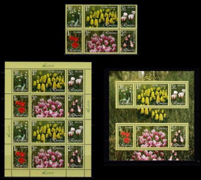 ✅RO 2006 LP 1716+a+b &amp;quot; Lalele &amp;quot; , serie + minicoala+colita 373 , MNH foto