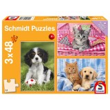Puzzle Schmidt: Animalutele mele dragute , Set de 3 x 24 piese