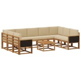 vidaXL Set de canapele de exterior cu pernă 10 pcs Natural și Bej 3385544