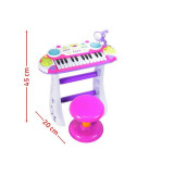 Cumpara ieftin Instrument muzical Pianina electronica MalPlay cu scaun si microfon 45 cm inaltime Roz