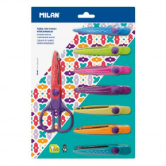 Foarfeca MILAN, cu 8 Profile, 15.5 cm, Lama Otel Inoxidabil, cu 8 Lame Interschimbabile, Foarfece Lucru Manual, Foarfece MILAN Scrapbooking, Foarfece