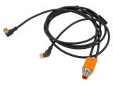 Cablu M12/M8 pentru senzori, 1m, 30V DC, IP67, cu LED-uri