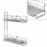 Coș s&acirc;rmă bucătărie retractabil 2 rafturi argintiu 47x15x54,5cm