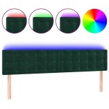 Cumpara ieftin Tablie de pat cu LED, verde inchis, 180x5x78/88 cm, catifea