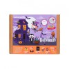 Kit Creatie Halloween Fericit 6-in-1 Jack In The Box, 5-10 Ani, Saculet Dovleac, Masca Liliac, Pelerina, Manusa Schelet, Bandana Paianjen