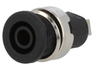 Soclu Banană 4mm 32A Negru Nichelat Pe Panou Cu Izolație foto