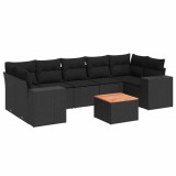 Cumpara ieftin Set mobilier de gradina cu perne, 8 piese, negru, poliratan