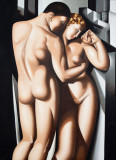Cupluri - pictura Art Deco ulei pe panza REST14, Nud