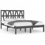 Cumpara ieftin Cadru de pat, gri, 200x200 cm, lemn masiv de pin