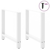 vidaXL Picioare masă de sufragerie albe, 2 buc., 70x(72-73) cm, oțel