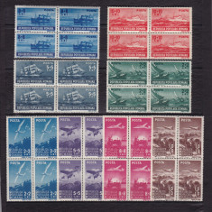 ROMANIA 1948 LP 238 LP 239 MARINA SI AVIATIA BLOCURI DE 4 TIMBRE MNH