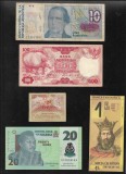 Set 5 bancnote de prin lume adunate (cele din imagini) #105, America Centrala si de Sud