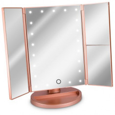 Oglinda Cosmetica cu 3 fete, Iluminare LED, marire 3x, pliabila, 43457.89 foto