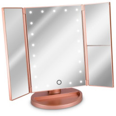 Oglinda Cosmetica cu 3 fete, Iluminare LED, marire 3x, pliabila, 43457.89