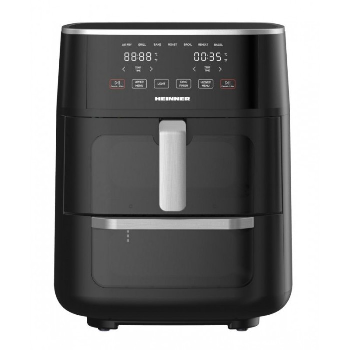 Friteuza dubla cu aer cald Heinner OvenFry Cook, 1550-1850W, 11L, panou electronic, 10 programe