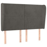 Cumpara ieftin Tablie de pat cu aripioare gri inchis 147x23x118/128 cm catifea
