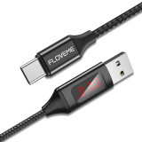 Cablu Date si Incarcare USB la USB Type-C Floveme Cu tester consum, 1 m, Negru
