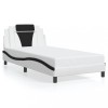 Cadru de pat Viana fara saltea alb si negru 100x200cm piele artificiala
