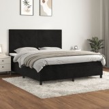 Cumpara ieftin Gossi pat box spring cu saltea, negru, 160x200 cm, catifea