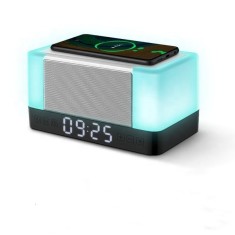Lampa led RGB, cu incarcare wireless pentru telefon, ceas si boxa bluetooth, statie de incarcare wireless compatibila cu iPhone/Samsung/Huawei, 5 culo