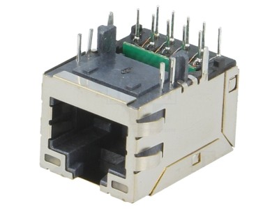 Conector RJ45 ecranat cu LED aurit foto