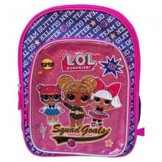 Ghiozdan cu 3 compartimente pentru fete,roz,model LOL, 32x22x38 cm