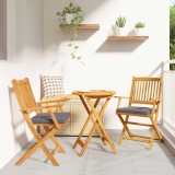 VidaXL Scaun pliant 2 pcs Gri 49 x 57.5 x 92cm Lemn masiv de acacia