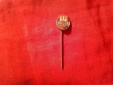 Insigna veche Club Fotbal Slovacia International Bratislava , metal si email , h=1,3cm