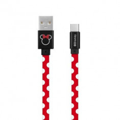 Cablu USB Type C / USB C - USB, cu Licenta, cu Buline, Minnie Dots, Rosu foto