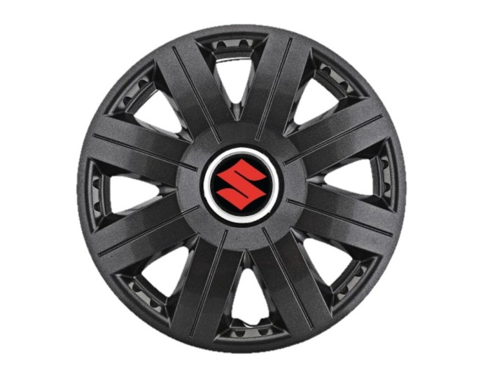 Set 4 capace roti Cosmos Negru R15, pentru gama auto Suzuki