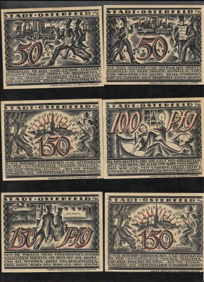 Set Notgeld 2 x 50 + 100 + 3 x 150 pf Osterfeld foto