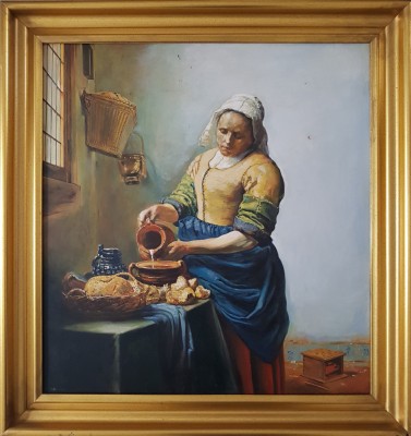 Pictura copie dupa Johannes Vermeer 1997 stil baroc foto
