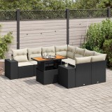 Cumpara ieftin Gossi set mobilier de gradina cu perne, 9 piese, negru, poliratan