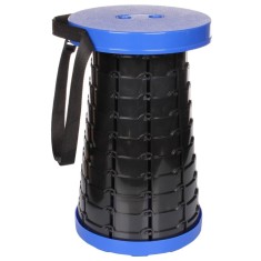 Scaun rotund telescopic, MAKS, portabil, retractabil, extensibil, pliant, pentru outdoor, camping, pescuit, albastru