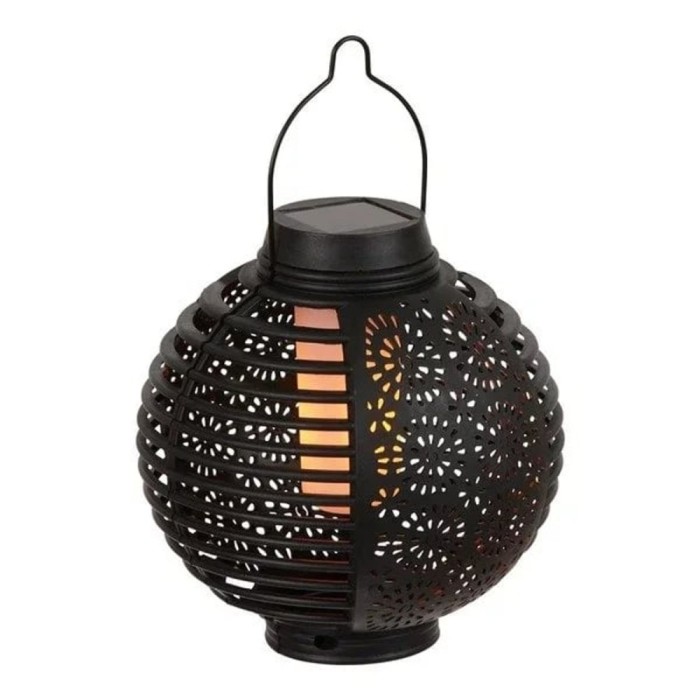 Lămpi solare "Flame", negre, set de 2