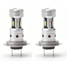 Set 2 becuri Auto LED H7-1860, 15 LED, 12V, 100W, 6000K, lumina alba rece, 8000Lm, BZRSH