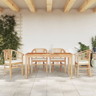 vidaXL Set masă pentru grădină, lemn masiv de tec, 5 piese foto