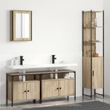 vidaXL Set de mobilier pentru baie cu raft Pe perete cu depozitare cu ușă cu oglindă 4 pcs Stejar sonoma