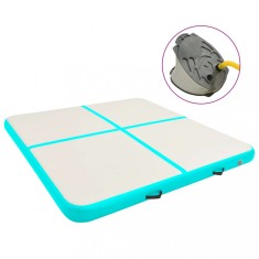 vidaXL Saltea gimnastică gonflabilă cu pompă verde 200x200x10 cm PVC