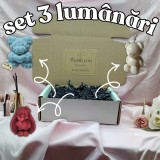 Set 3 Lumanari Parfumate Handmade , Iepuras LOVE, Ursulet de Trandafiri Ursulet din Ceara Naturala