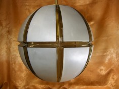Lustra Art Deco Mid Century Design,Glasshutte Limburg, sticla opalina, alama