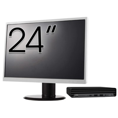 Pachet Calculator Second Hand HP ProDesk 400 G6 Mini, Intel Core i5-10500T 2.30 - 3.80GHz, 8GB DDR4, 256GB SSD + Monitor 24&amp;amp;quot; NewTechnology Media foto