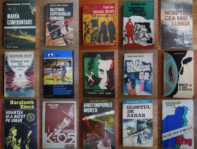 Pachet 25 carti HARALAMB ZINCA - clasic al romanului politist romanesc -colectie foto