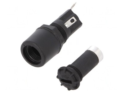 Clemă Siguranțe 5x20mm 250V Neagră Pe Panou foto