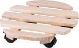 Suport ghiveci pe roti Strend Pro, rotund, din lemn, 30 cm, max. 50 kg