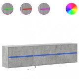 Cumpara ieftin Comoda TV de perete cu lumini LED, gri beton, 180x31x45 cm