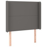 Cumpara ieftin Tablie de pat cu aripioare gri 103x16x118/128 cm piele eco