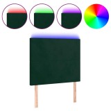 Cumpara ieftin Tablie de pat cu LED, verde inchis, 80x5x118/128 cm, catifea